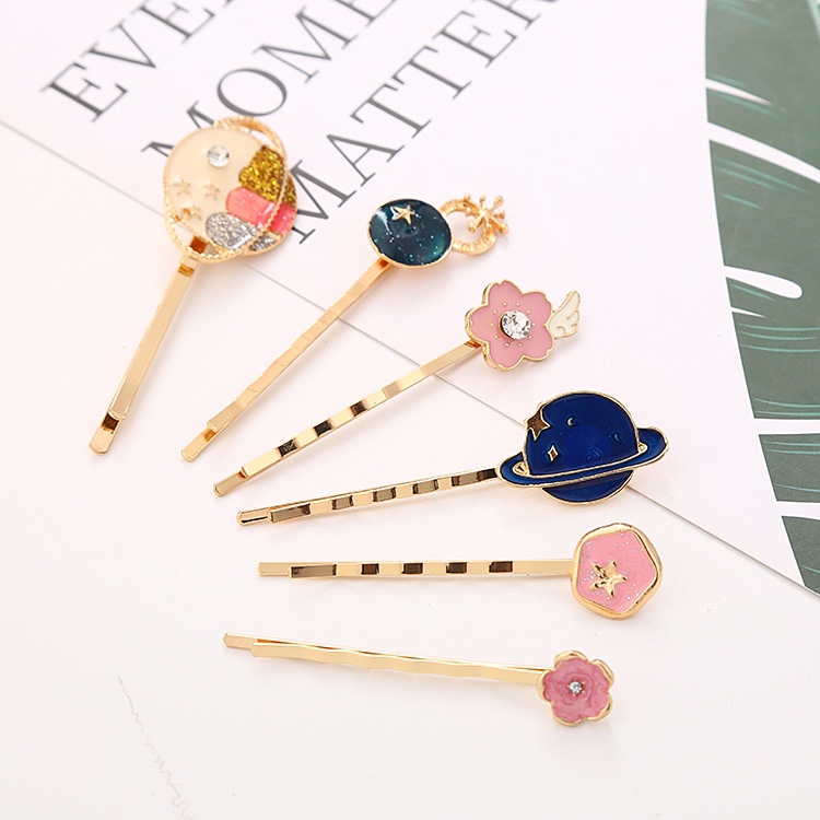 Flower sky universe hairpin a word clip ladies fashion heals Korean style heals wholesale thumbnail