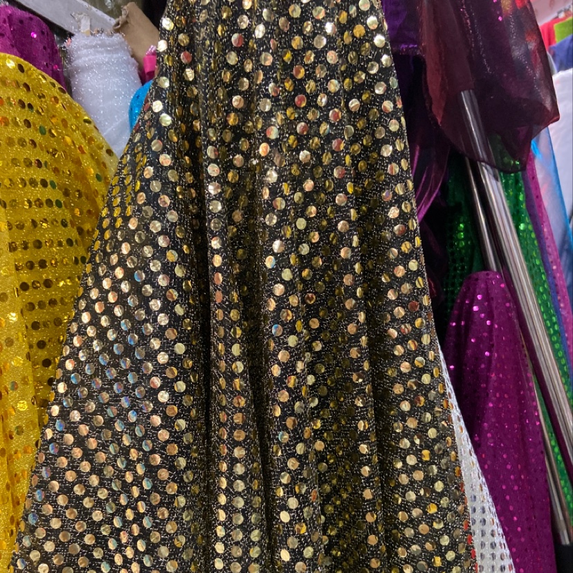 针织七彩条针纺布服装舞台妆饰品面料彩色