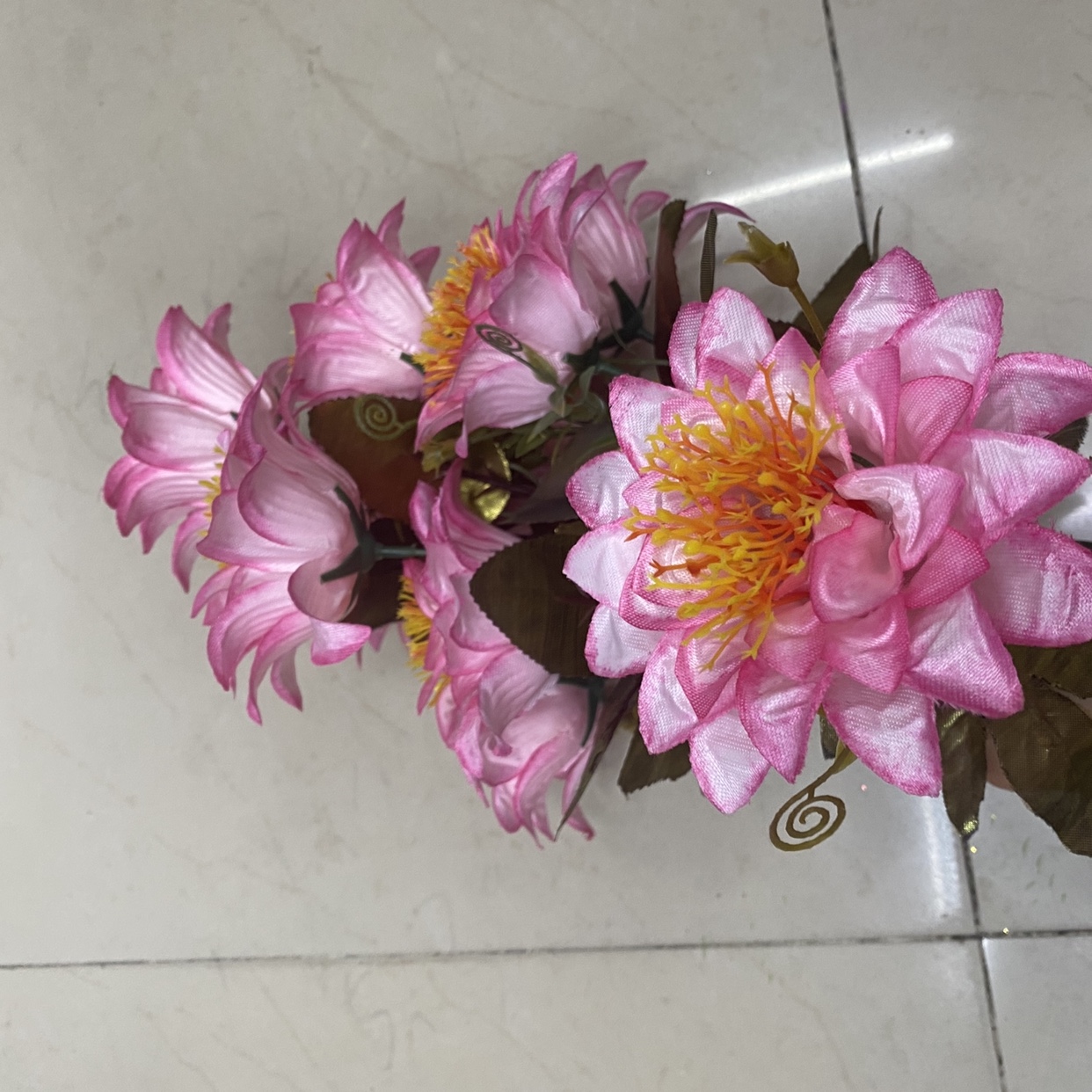 The flowers are pink