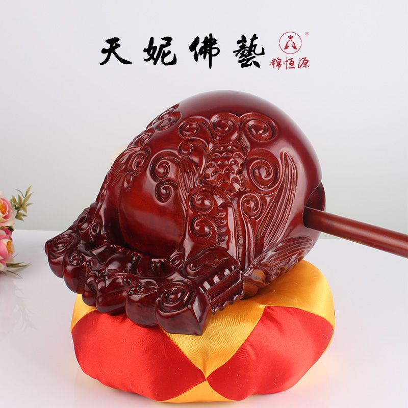 6-inch dragon-carved wooden fish ritual implements, solid wood temple percussion instruments, camphor wood for household use details Picture