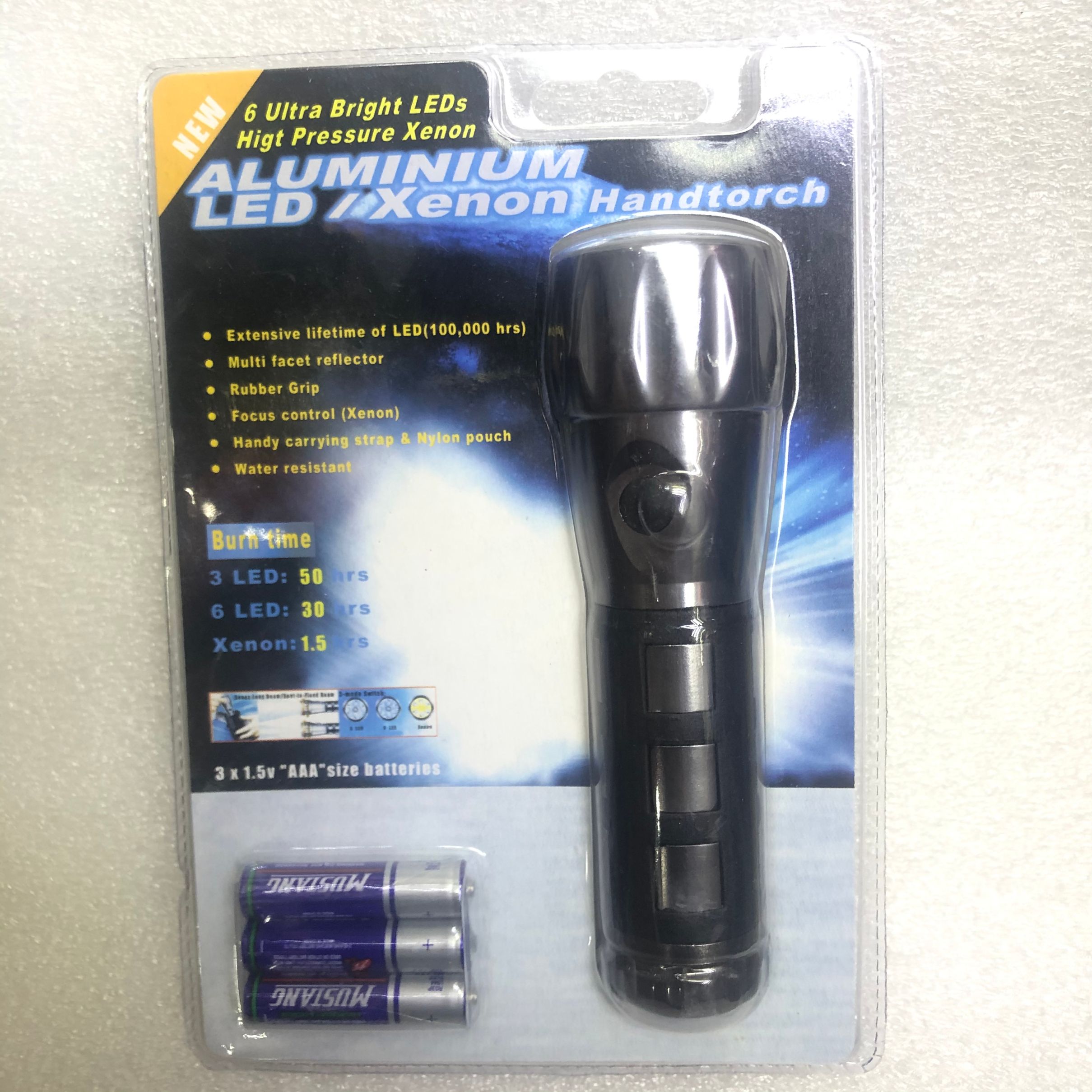 LED battery flashlight, lamp bead can be carried easily Specification drawing