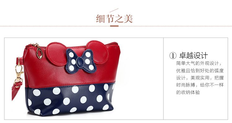 Classic European and American PU cosmetic bags, round dot bow hand-held bags, original manufacturer, cartoon handbags detail image 5