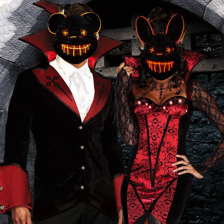 厂家现货供应EL发光面具 动物发光面具 恐怖小丑面具详情图1