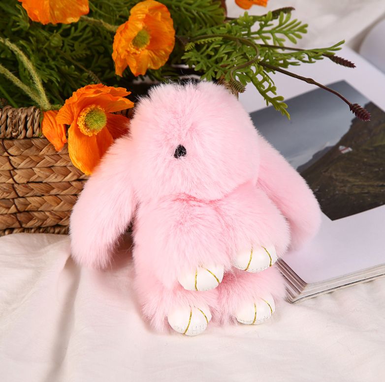 现货仿濑兔毛钥匙扣挂件 可爱兔子包包挂饰 儿童毛绒玩具汽车挂饰详情图7
