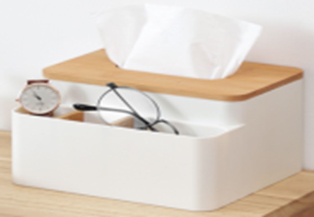 Yiwu Selection multifunctional paper towel box with bamboo cover /34391 full figure