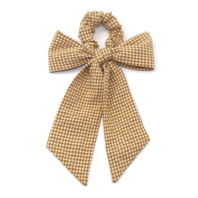 欧美新款蝴蝶结格子大肠发圈 时尚个性发绳头花布艺发饰批发详情图4