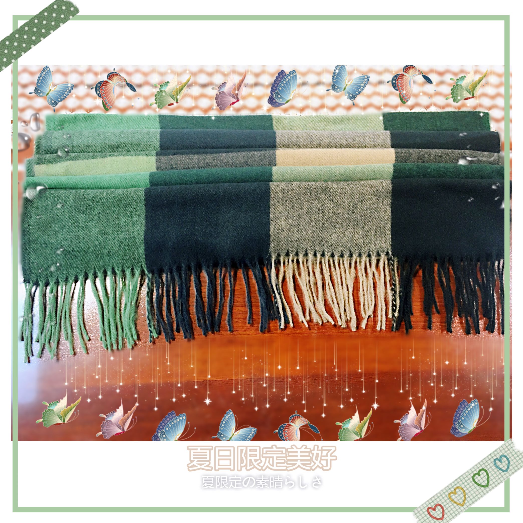 Black and white pashmina shawl scarf thumbnail