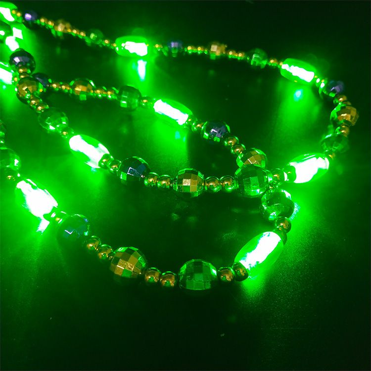 LED Christmas light necklace, seven-color flashing necklace, cheering event, round LED light bead chain detail image 7