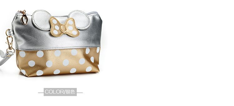 Classic European and American PU cosmetic bags, round dot bow hand-held bags, original manufacturer, cartoon handbags detail image 4