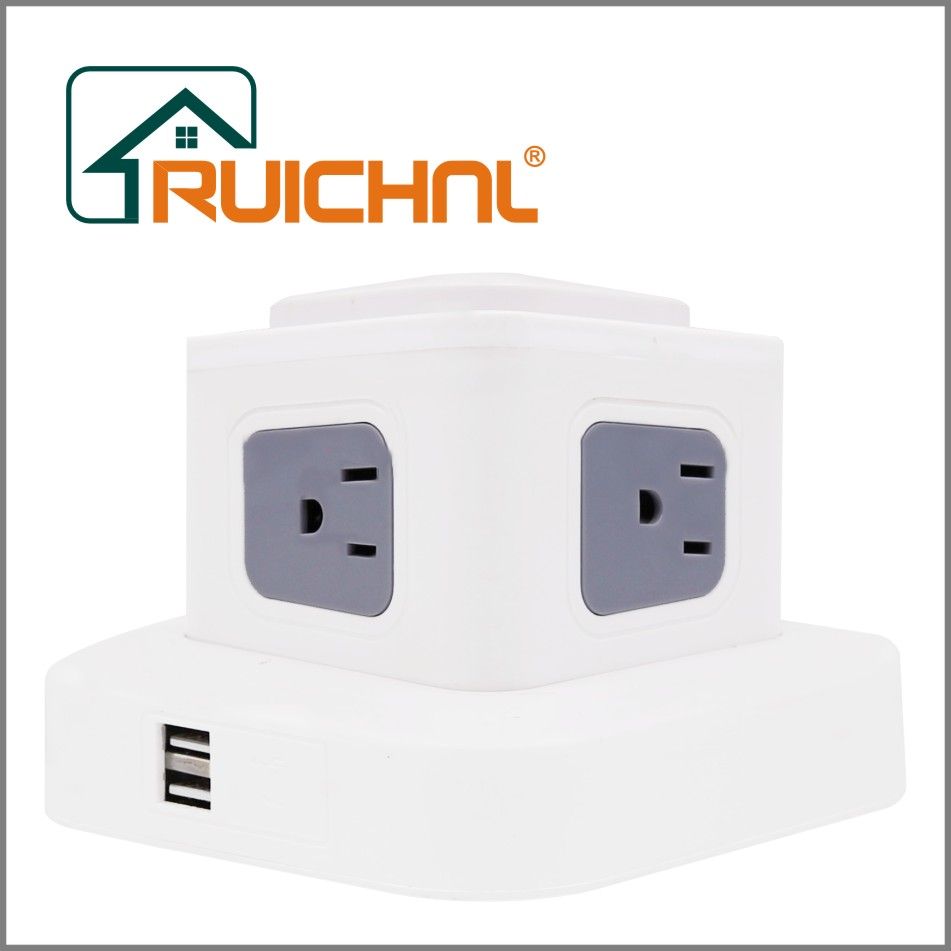 四层美标立式插座带手机充电 2USB插座详情图2