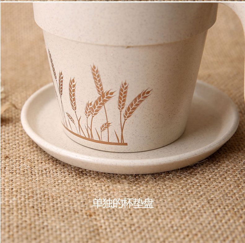 依蔓特 新款创意带把茶杯 谷纤维稻壳纤维咖啡杯带勺子详情图8