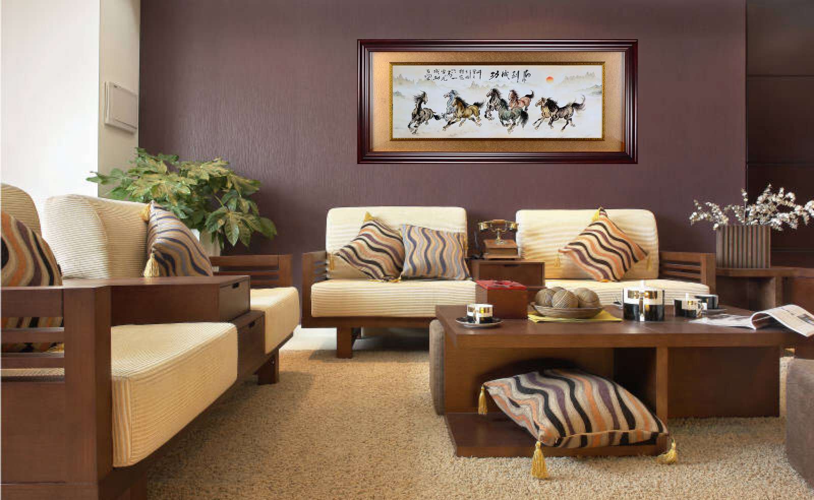 Chinese Art Decorative Painting Living Room Study Tea Room Office Hanging Painting Manual Sand Painting Success 200*90