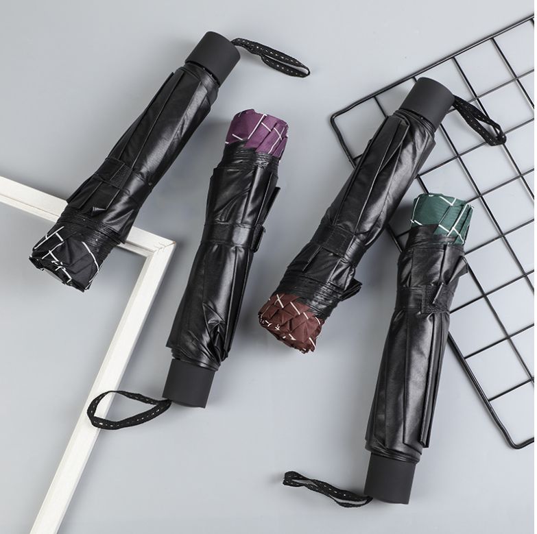 黑胶方格伞十骨双人加大晴雨伞两用加固防晒防紫外线遮阳伞产品图