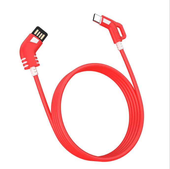 The new liquid silicone rubber elbow mobile game data cable is suitable for Android and Apple type-c color fast charging data cable detail image 5