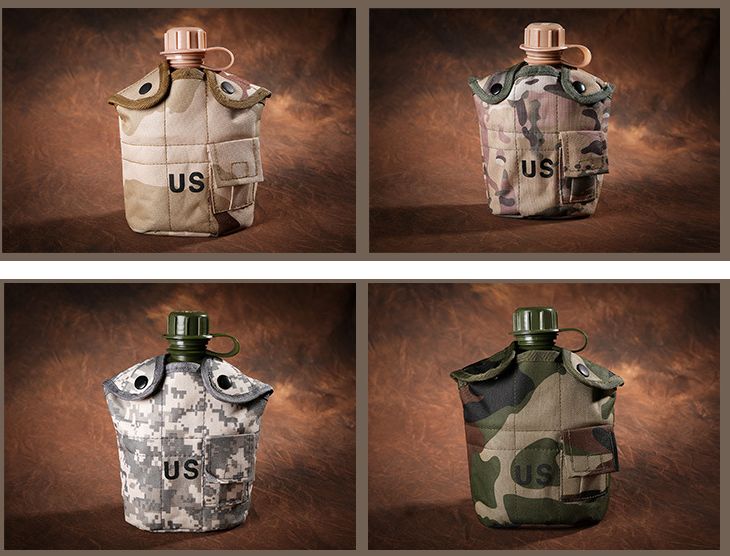 户外军迷US单兵迷彩户外水壶三件套男女四季战术运动水壶酒壶详情图1