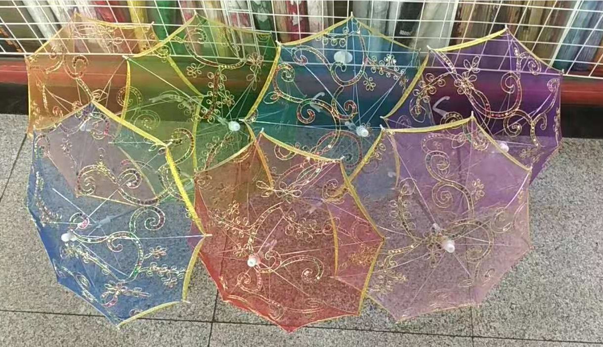 830烫金伞绣花工艺伞旅游儿童玩具伞吊顶装饰舞蹈详情3