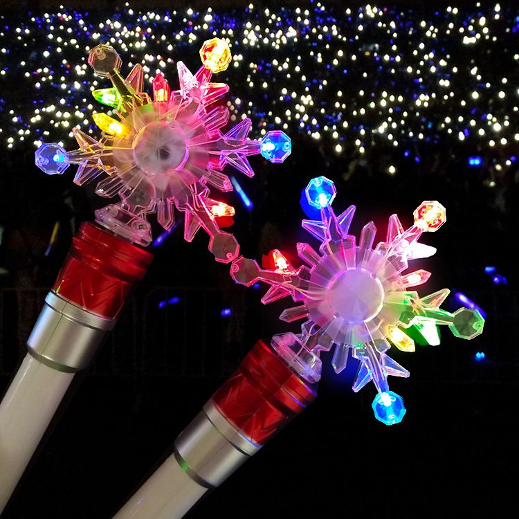 LED魔法雪花旋转棒 儿童乐园手柄雪花棒 冰雪奇缘带音乐发光棒详情图1