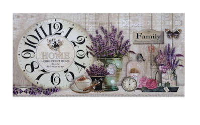The wall clock is decorated in a retro style