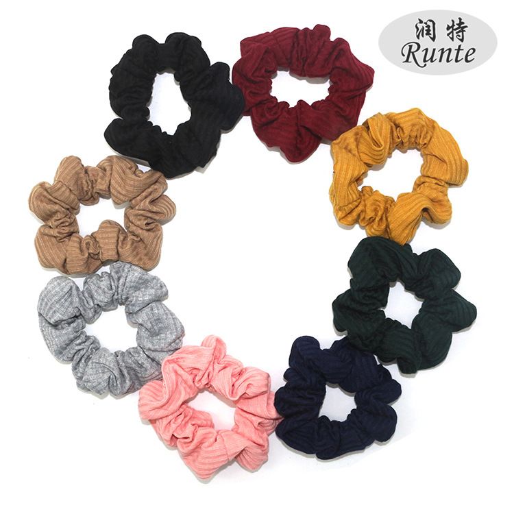 Cross-border European and American solid-color fabric large intestine ring cotton hair tie fashionable and simple new women's hair accessory
