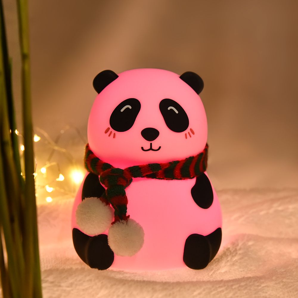National trend mini Panda silicone lamp USB charging seven-color patting night light LED children's cute cartoon little panda night light pic 7