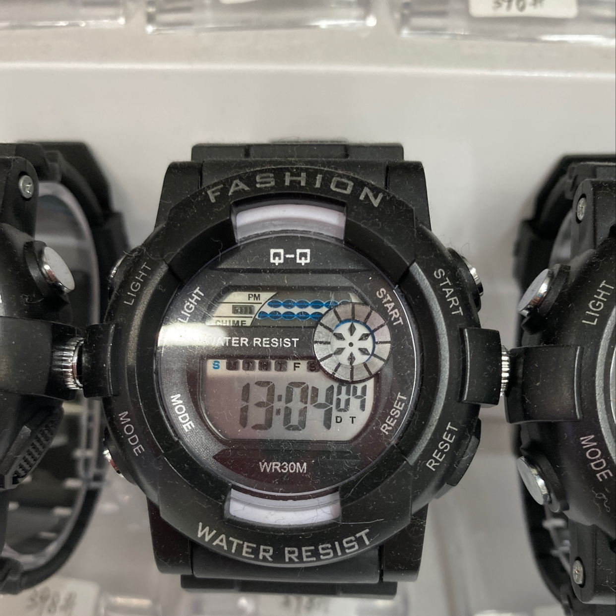 A pure black men's 398 trendy sporty and casual electronic watch