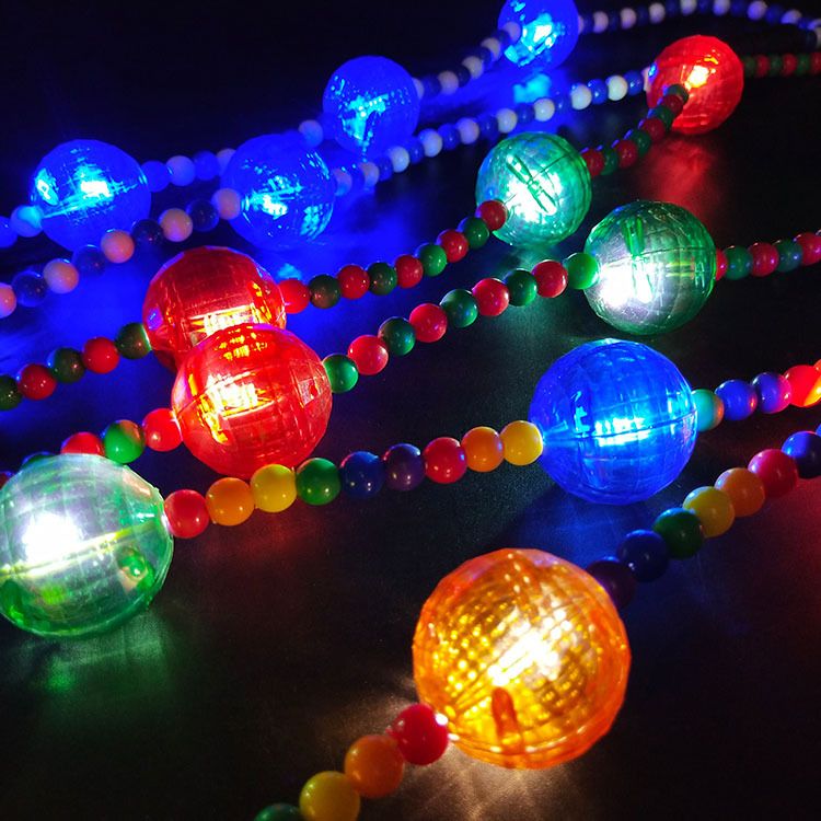 LED彩虹珠项链 大灯珠项链 圣诞节新款发光项链详情图3