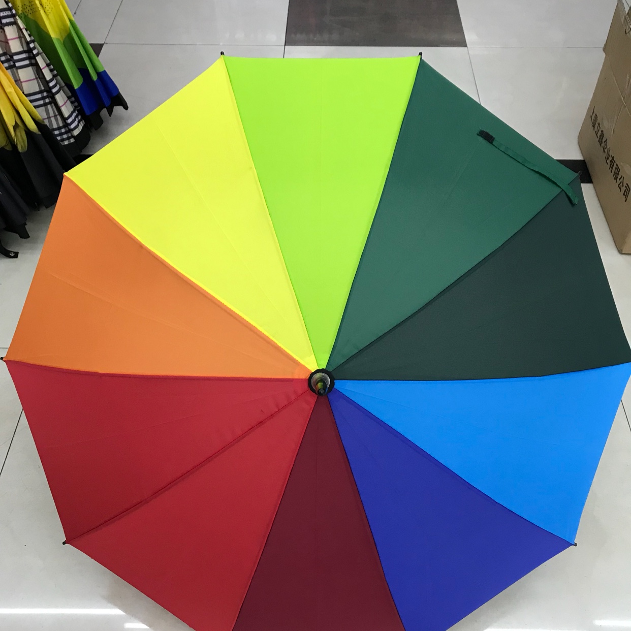 New 10-Bone Straight Rainbow Umbrella