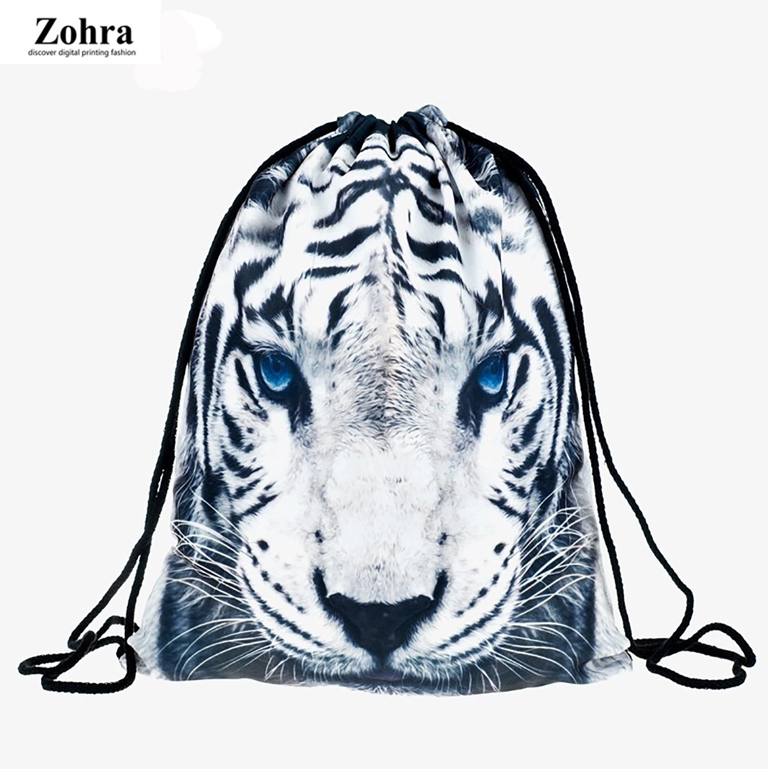 zohra新款3D数码印花束口袋 购物收纳束绳背详情图2