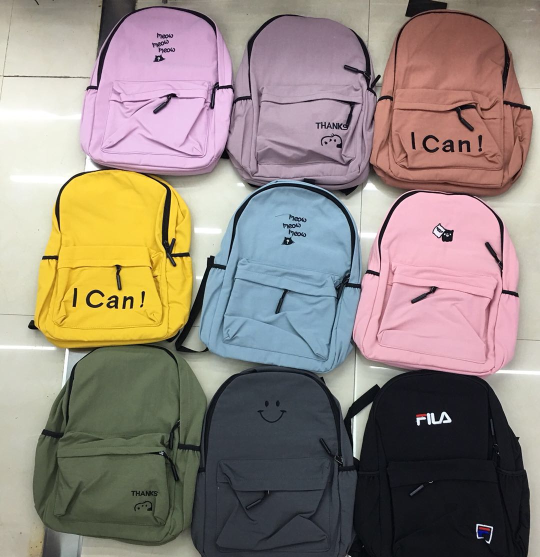 Canvas schoolbags, backpacks, casual bags for both men and women, available in all colors, custom-made in stock