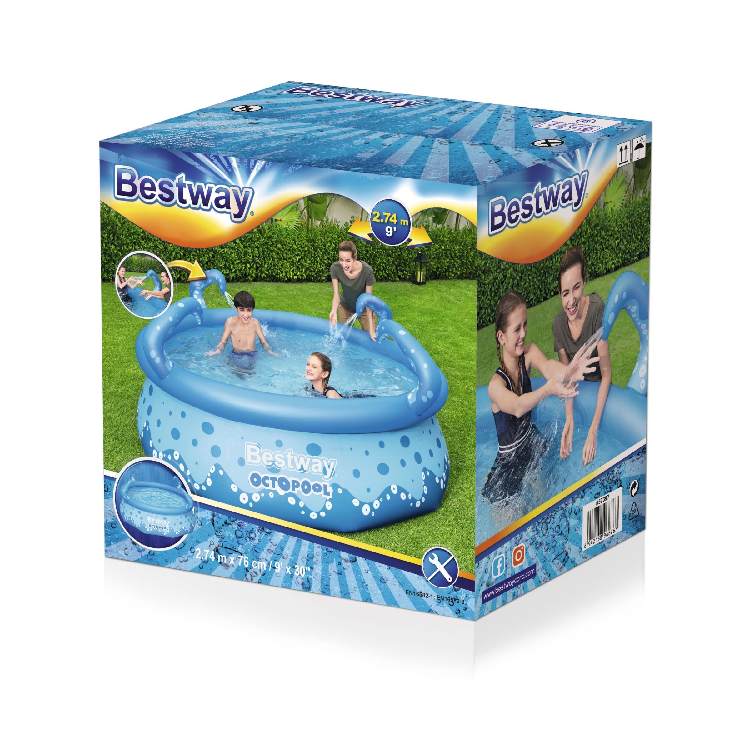 Bestway® 2.74m x 76cm 喷水梯形水池57397顶圈充气喷水水池详情6