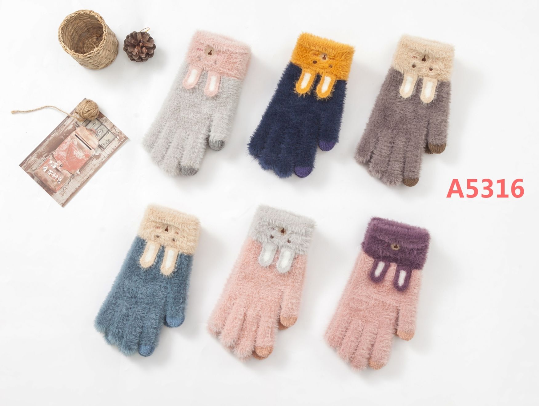 Yiwu Selection small wool rabbit lady five fingers /37511