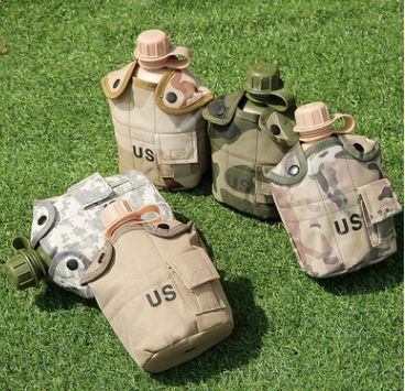户外军迷US单兵迷彩户外水壶三件套男女四季战术运动水壶酒壶详情图1