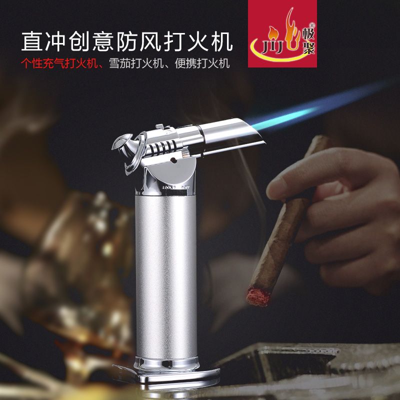 充气直冲高温焊枪点火器点艾灸雪茄香薰专用便捷防风打火机喷火枪详情图3