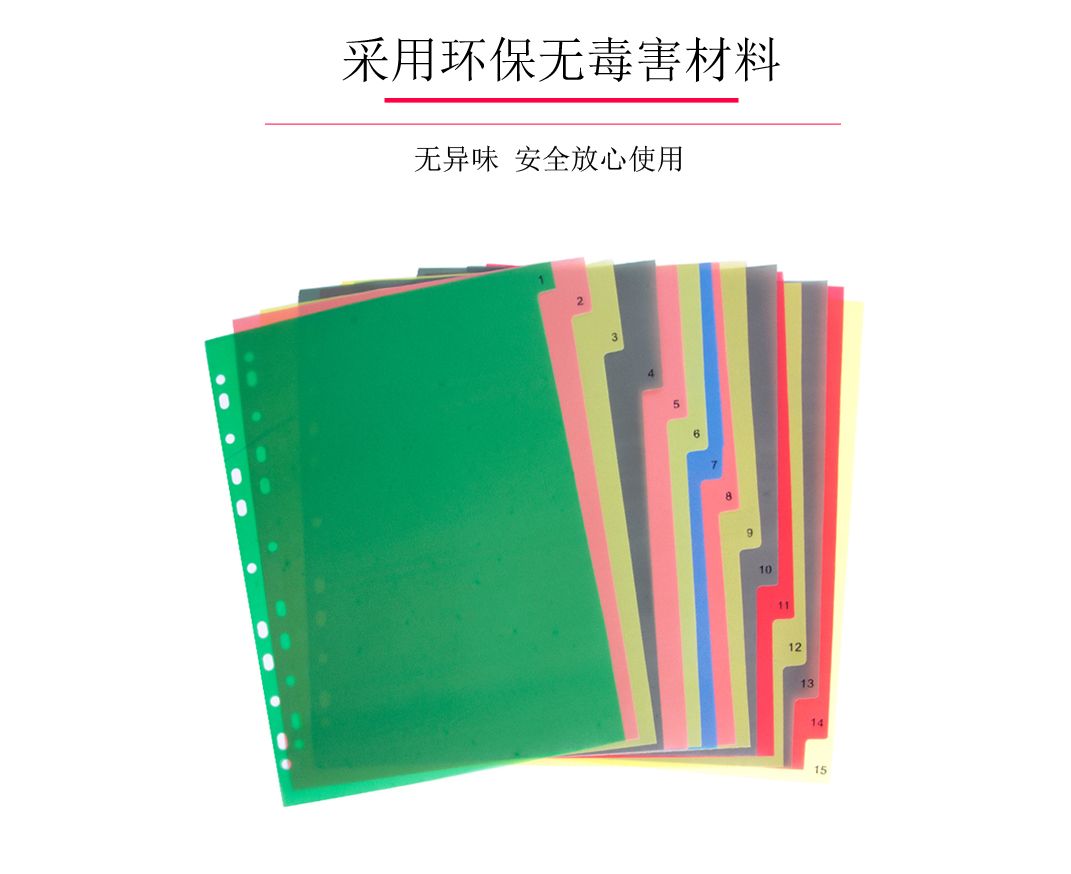 批发11孔彩色有数字15页索引页A4分类页活页隔页PP分隔页详情图7