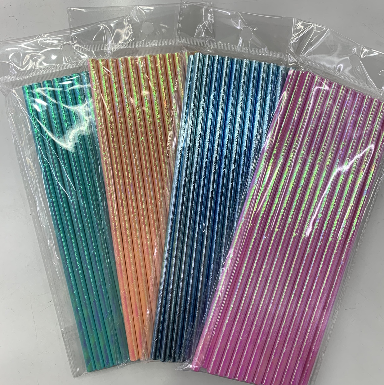 Environmentally degradable kraft straw aluminum foil magic color, kraft straw party party with straw thumbnail