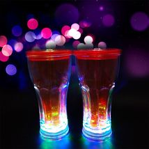 塑料LED双层吸管杯 LED闪光双层可乐杯 吸管可乐杯