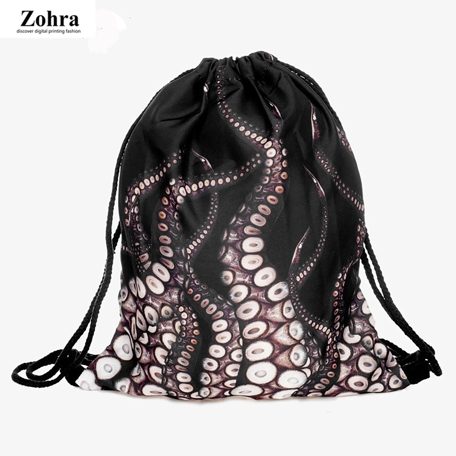 zohra新款3D数码印花束口袋 购物收纳束绳背包无纺布袋 htt详情图9