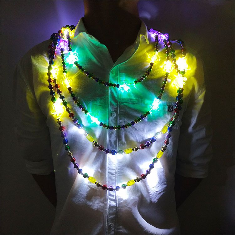 LED圣诞发光项链七彩闪光项链万圣节LED发光珠链详情图3