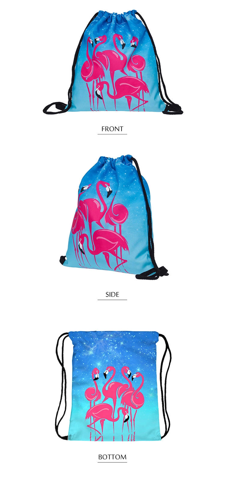 Zohra's New Amazon 3D Digital Printing Bouquet Pocket Shopping Storage Drawstring Bag Customized In Europe And The United States undefined