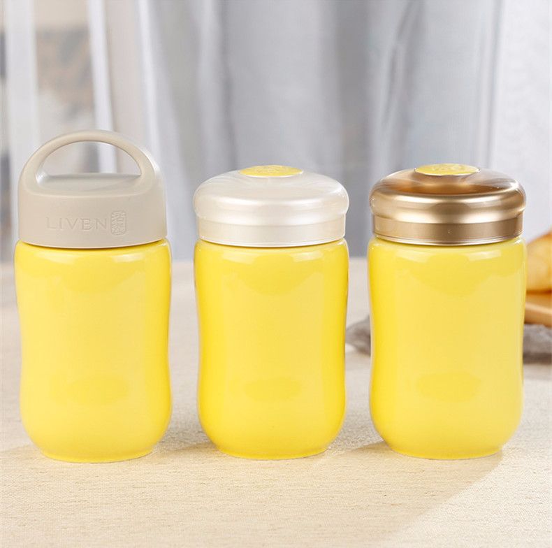 【 Gan Tang Xuan 】 Little Happy Curve Travel Cup Ceramic Water Cup, single layer 330ml Specification image