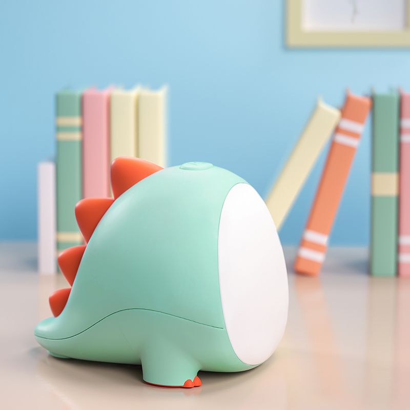 Dinosaur silicone night light, cartoon eye-protecting wake-up timer LED light, children's bedroom bedside patting ambient light