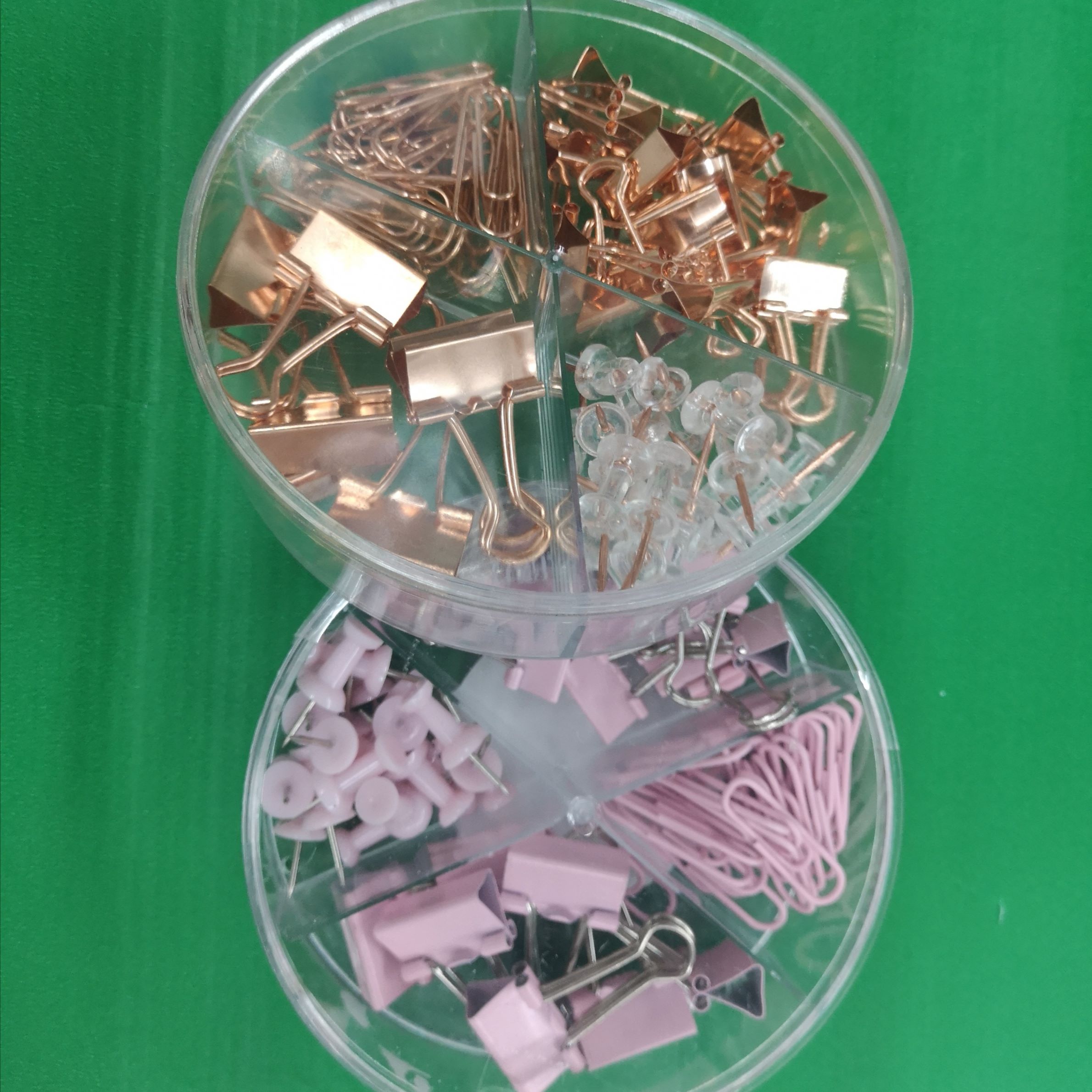 78553玫瑰金组合套装 回形针工字钉长尾夹办公套装票据夹桌面收纳详情2