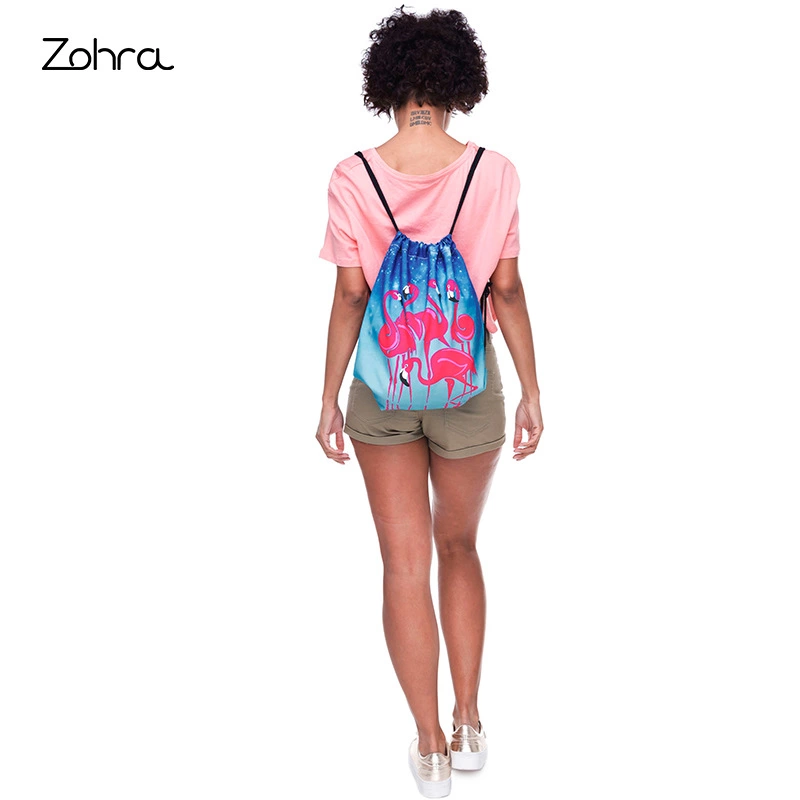 Zohra's New Amazon 3D Digital Printing Bouquet Pocket Shopping Storage Drawstring Bag Customized In Europe And The United States Specification drawing