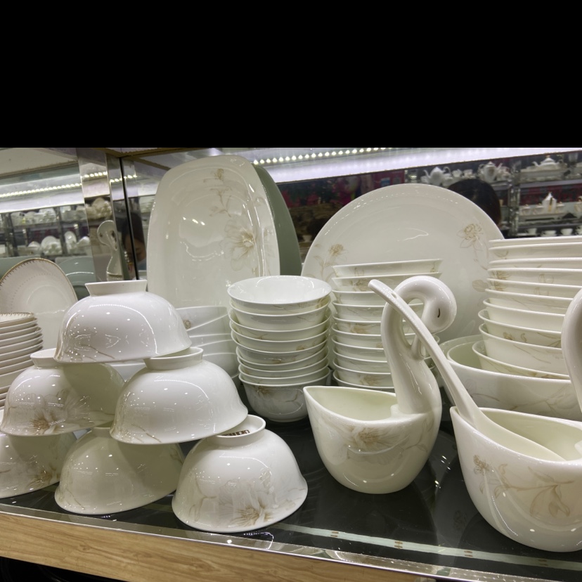 Elegant flower bowl and saucer set soup basin thumbnail