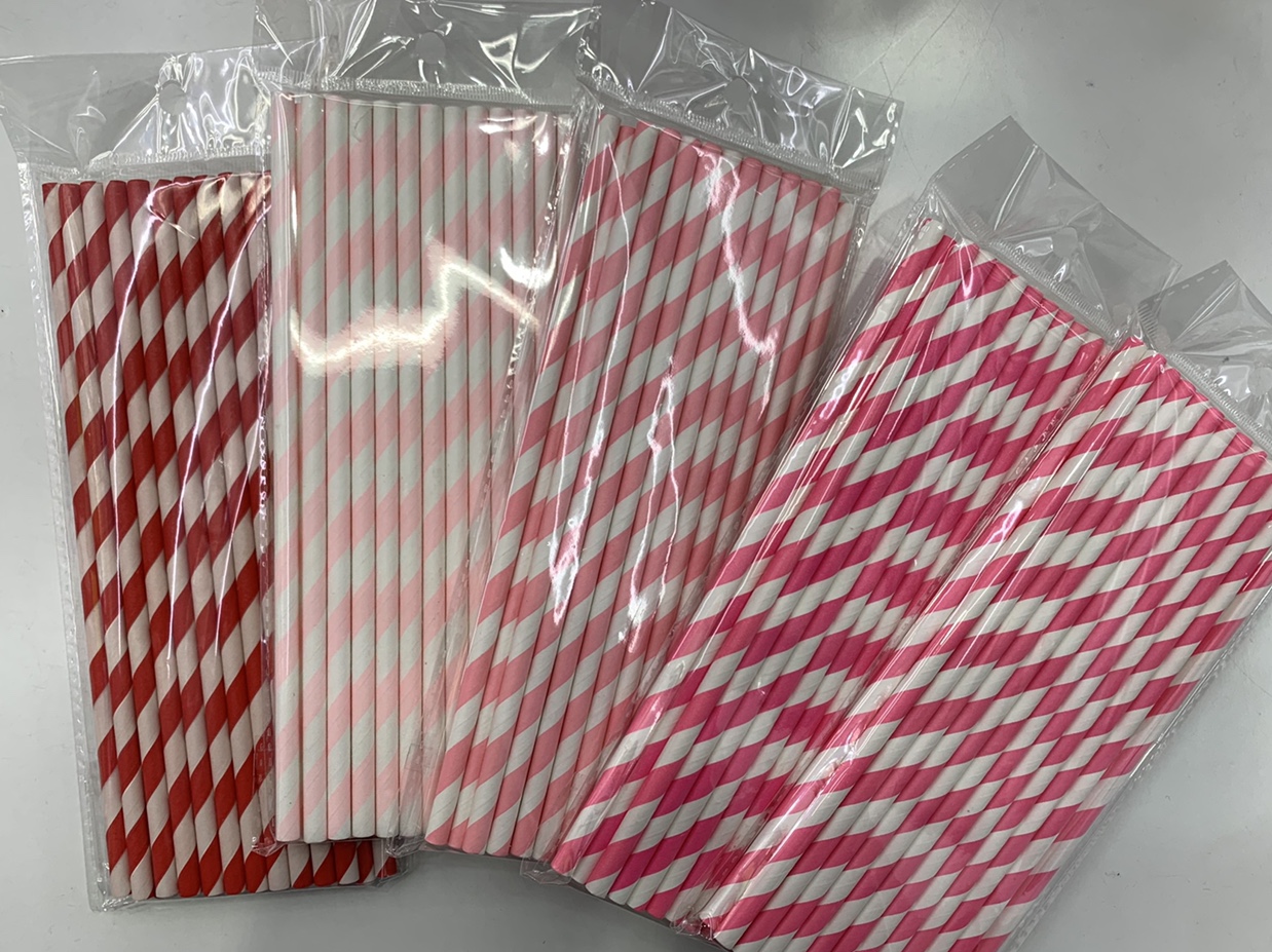 Eco-friendly biodegradable brown paper straw powder stripes series straw for brown paper straw party and party thumbnail