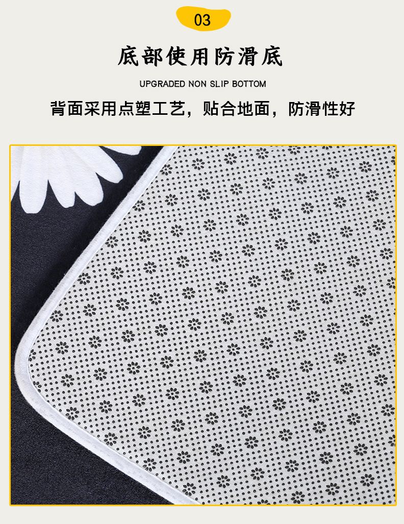 法兰绒入户进门脚垫客厅卧室床边地毯浴室厨房吸水防滑垫家用垫子详情图3