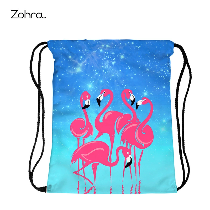 Zohra's New Amazon 3D Digital Printing Bouquet Pocket Shopping Storage Drawstring Bag Customized In Europe And The United States details Picture