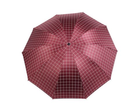 黑胶方格伞十骨双人加大晴雨伞两用加固防晒防紫外线遮阳伞详情图2