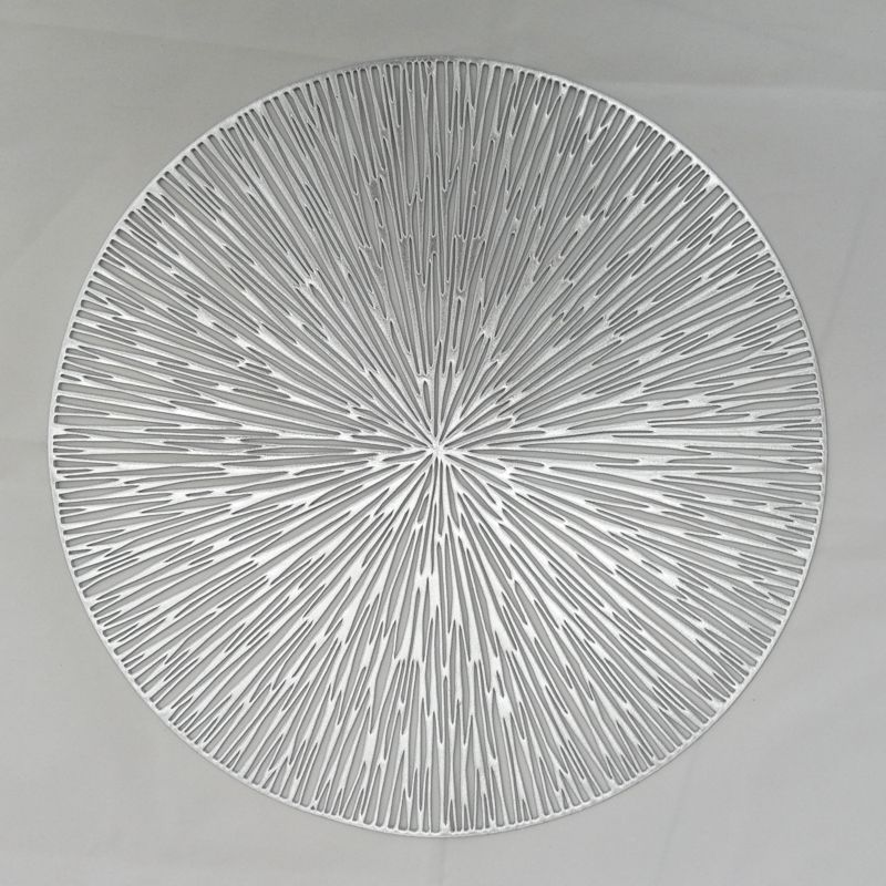 Simple Solid Color European Circular Pvc Hollow Hot Stamping Placemat Hotel Heat Insulation Non-Slip Coffee Coaster Steak Tray Mat undefined