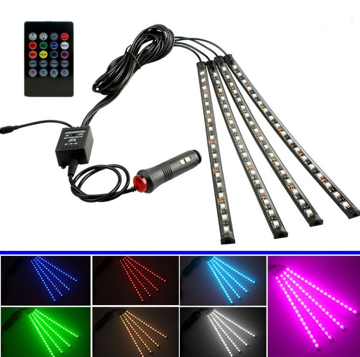 Automobile LED foot lamp atmosphere lamp 5050 18SMD one towed four car atmosphere lamp remote control voice control